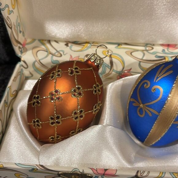 Vintage Germany 4 Oberfrankische Glass Ornaments Eggs - Picture 2 of 4